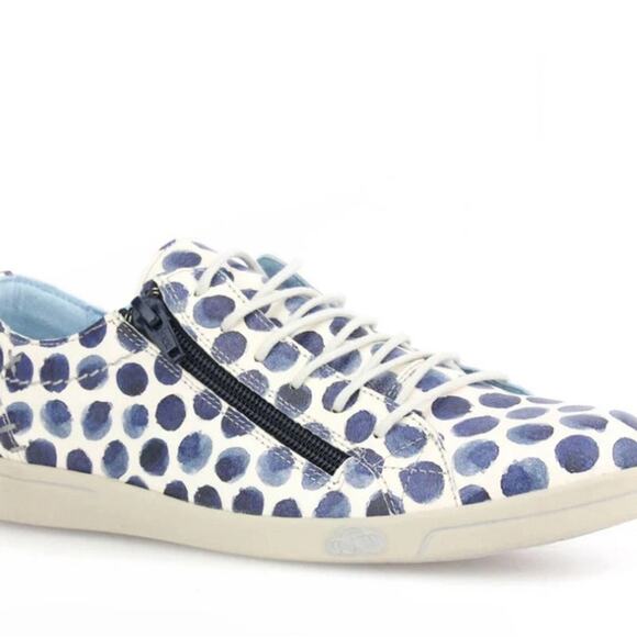 Cloud Footwear Italian Leather Blue & White Polka Dot Loafers Sneakers, US 10.5 - Picture 11 of 13